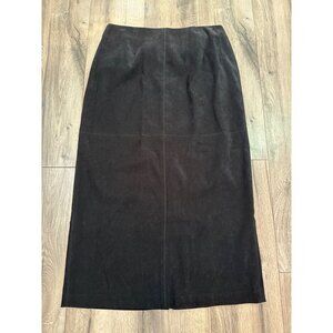 Bagatelle Black Faux Suede Midi Pencil Skirt Size 12P Polyester Spandex Made In